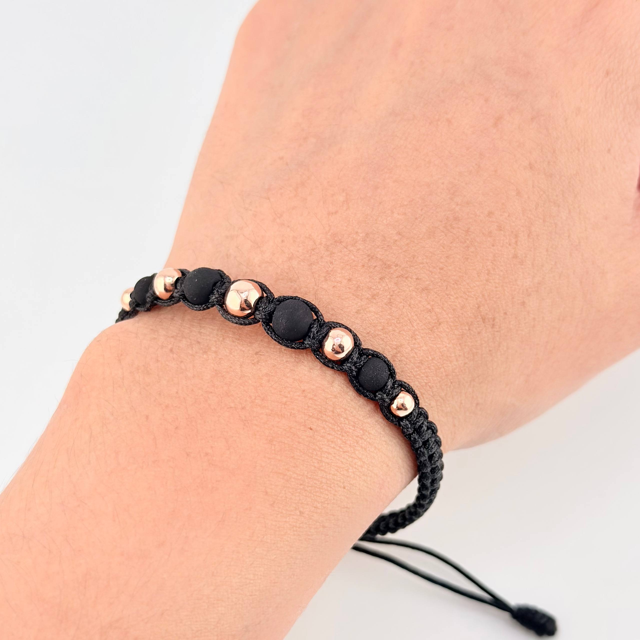 Pulsera Negra Penta Neo 5und / 4mm-6mm Oro Rosa 18K ©