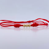 Pulsera Roja Bolas 0.15gr / 3mm Lisas Oro Amarillo 18K (A.C)