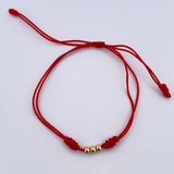 Pulsera Roja Bolas 0.15gr / 3mm Lisas Oro Amarillo 18K (A.C)