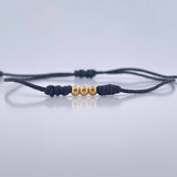 Pulsera Negra Bolas 0.15gr / 3mm Lisas Oro Amarillo 18K (A.C)
