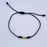 Pulsera Negra Bolas 0.15gr / 3mm Lisas Oro Amarillo 18K (A.C)