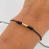 Pulsera Negra Bolas 0.15gr / 3mm Lisas Oro Amarillo 18K (A.C)