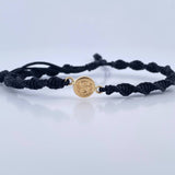 Pulsera Negra Herraje Letra S 0.4gr / Troquelado Oro Amarillo 18K &