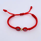 Pulsera Roja Ojos Turcos 0.1gr / 4mm Bola Diamantada Oro Amarillo 18K (A.C)