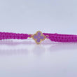 Pulsera Morada Herraje Trebol 0.65gr / Electroestatico Morado Oro Amarillo 18K &