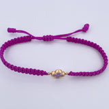 Pulsera Morada Herraje Trebol 0.65gr / Electroestatico Morado Oro Amarillo 18K &