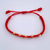 Pulsera Roja Bolas 0.5gr / 4mm Diamantadas Oro Amarillo 18K (A.C)