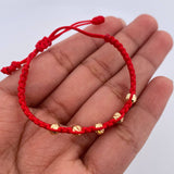 Pulsera Roja Bolas 0.5gr / 4mm Diamantadas Oro Amarillo 18K (A.C)