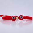 Pulsera Roja Ojos Turcos 0.1gr / 4mm Bola Diamantada Oro Amarillo 18K (A.C)