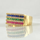Anillo Triple Carriles Incrustados 5.5gr / T8 / Oro Amarillo 18K *