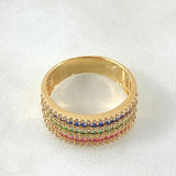 Anillo Triple Carriles Incrustados 5.5gr / T8 / Oro Amarillo 18K *