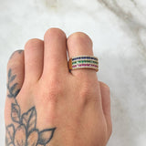 Anillo Triple Carriles Incrustados 5.5gr / T8 / Oro Amarillo 18K *