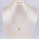 Set Cadena Veneciana + Dije Recuadro Tupido Esmeralda 162qts 16pts Diamante / 4.35g / 40cm Oro Amarillo 18K