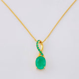 Set Cadena Veneciana + Dije Ovalo Atómico Esmerada 182gts / 4.3g / 40cm Oro Amarillo 18K