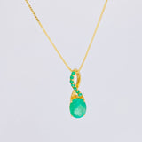 Set Cadena Veneciana + Dije Ovalo Atómico Esmerada 182gts / 4.3g / 40cm Oro Amarillo 18K