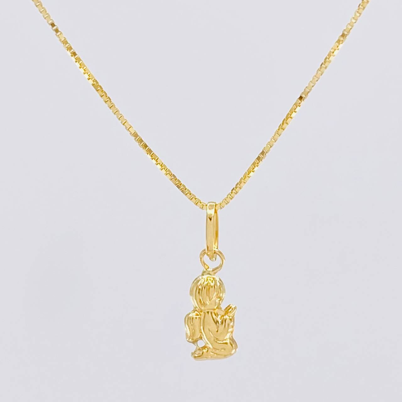 Set Cadena Veneciana + Dije Angel / 1.05g / 40cm Oro Amarillo 18K