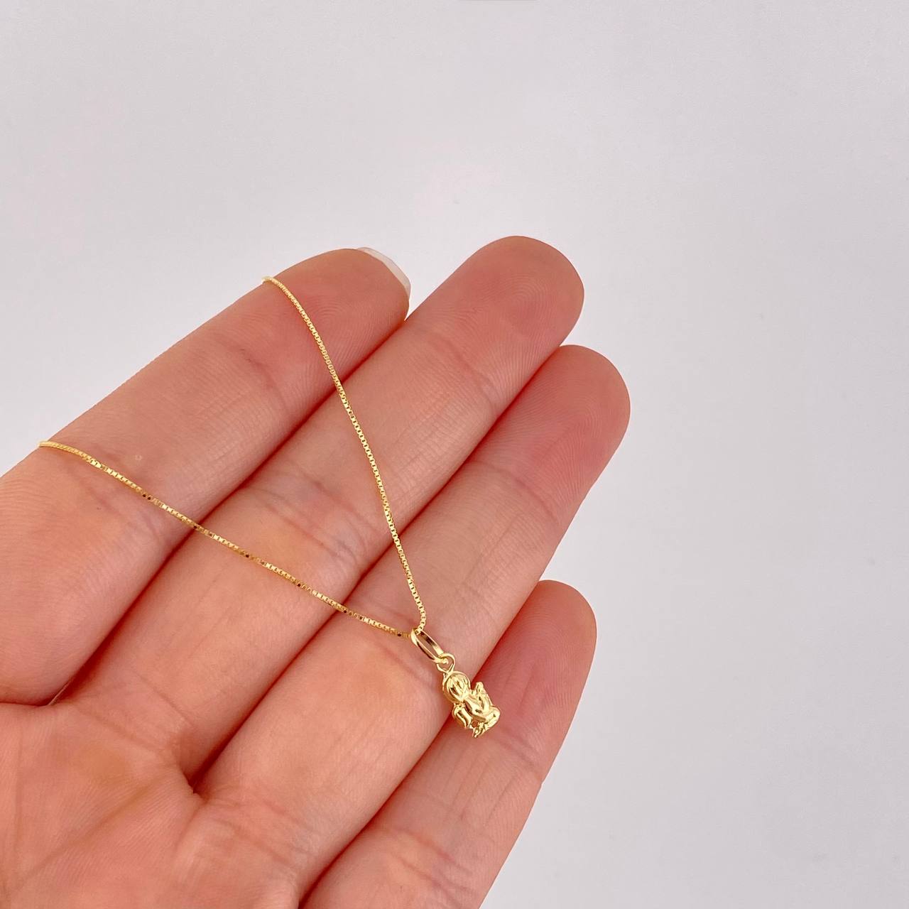 Set Cadena Veneciana + Dije Angel / 1.3g / 40cm Oro Amarillo 18K