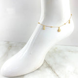 Tobillera Aro Seguido Colgante Bolas  3.35gr / 23.5cm-25.5cm / 1.4mm 3mm Estrellas-Lunas-Sol Oro Amarillo +4 18K ©