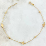Tobillera Aro Seguido Estrella 2.1gr / 24cm-25cm / 1.4mm Bolas Lisas 3mm Oro Amarillo +4 18K ©