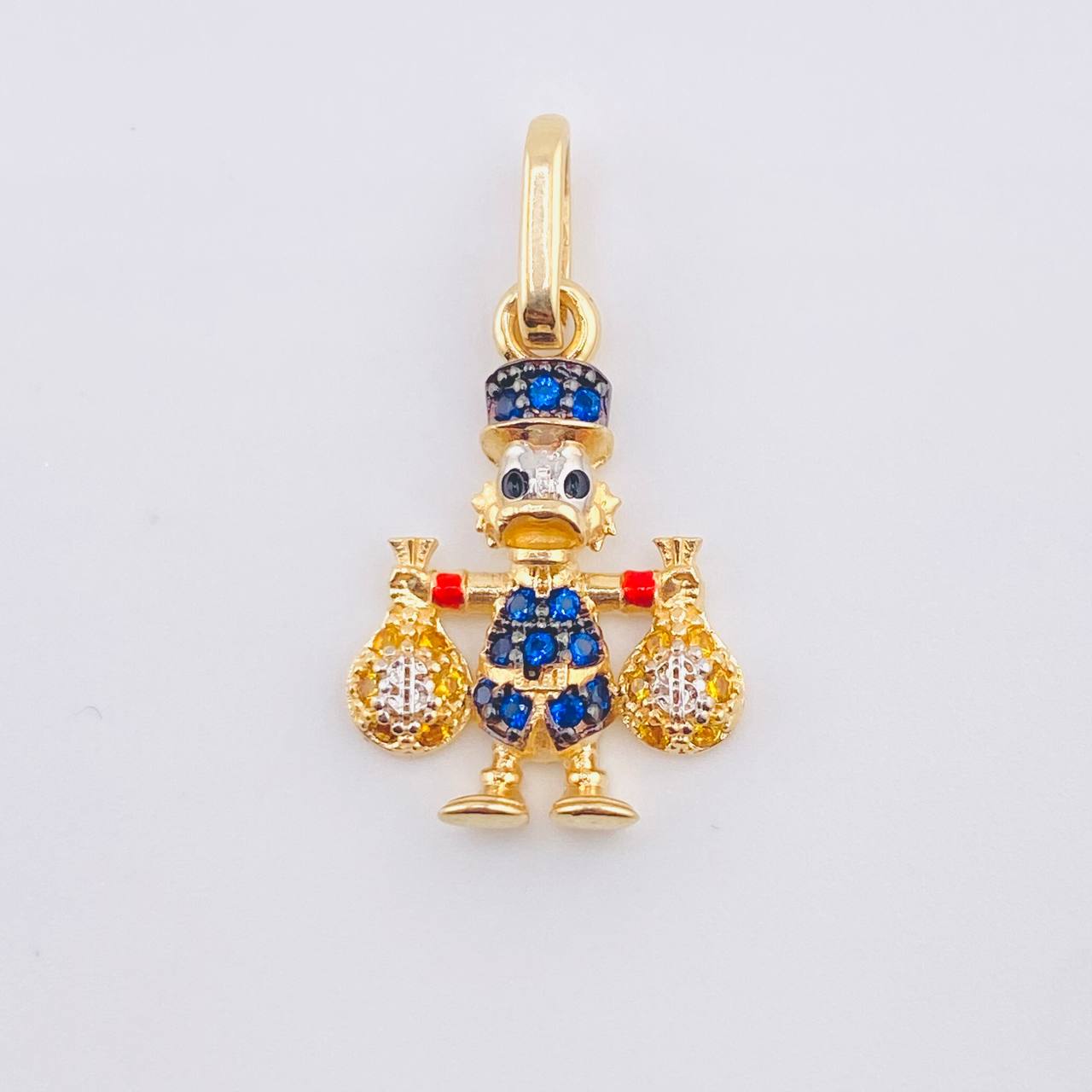 Dije Pato Bolsa Dinero 1.5gr / 2.2cm / Dos Oros Amarillo Blanco 18K ©