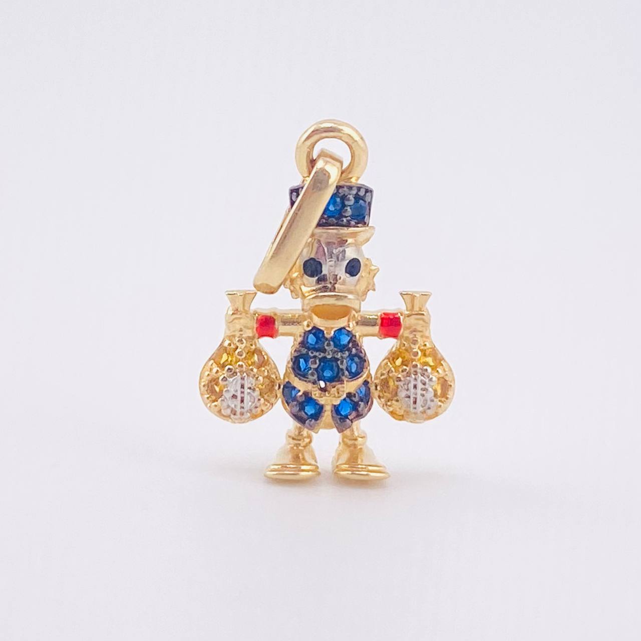 Dije Pato Bolsa Dinero 1.6gr / 2.2cm / Dos Oros Amarillo Blanco 18K *