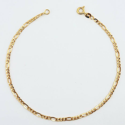 Tobillera Figaro 2.2gr / 25cm / 2.8mm +1 Oro Amarillo 18K *