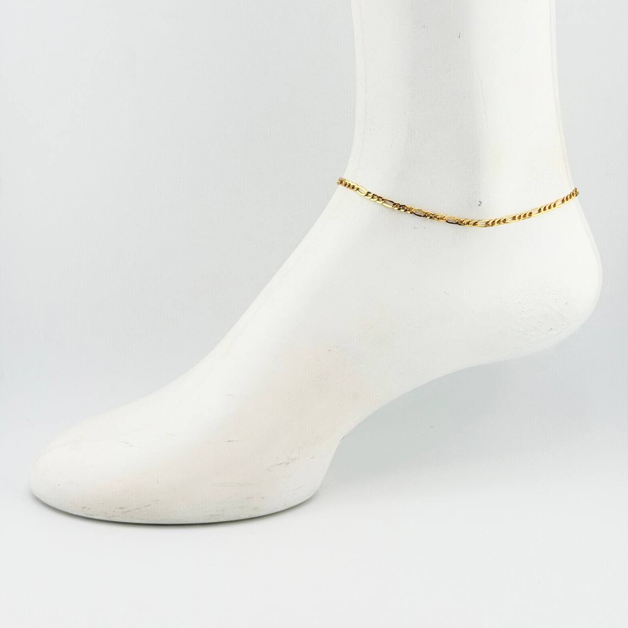 Tobillera Figaro 2.2gr / 25cm / 2.8mm +1 Oro Amarillo 18K *