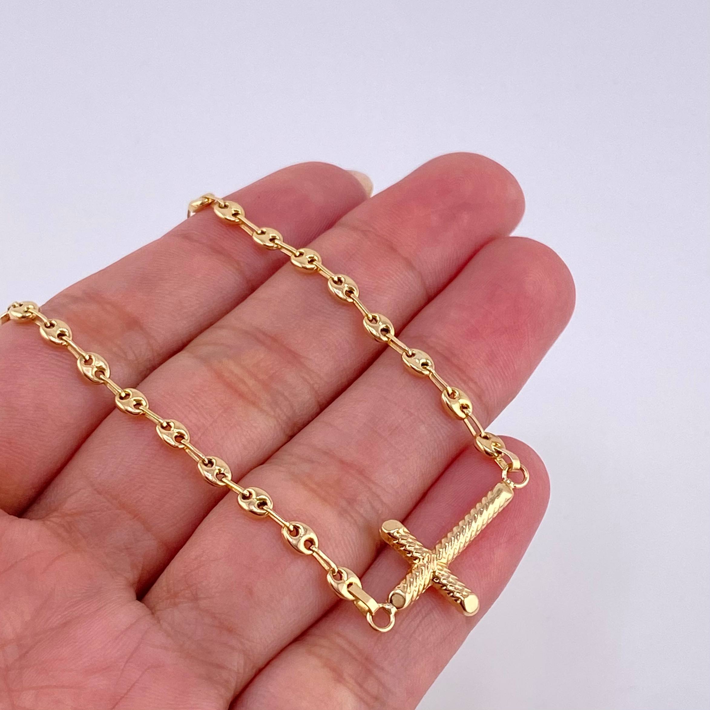 Pulso Gc  Herraje Cruz Rayada 2.45 g / 18.5 cm / 3.2 mm Oro Amarillo 18K