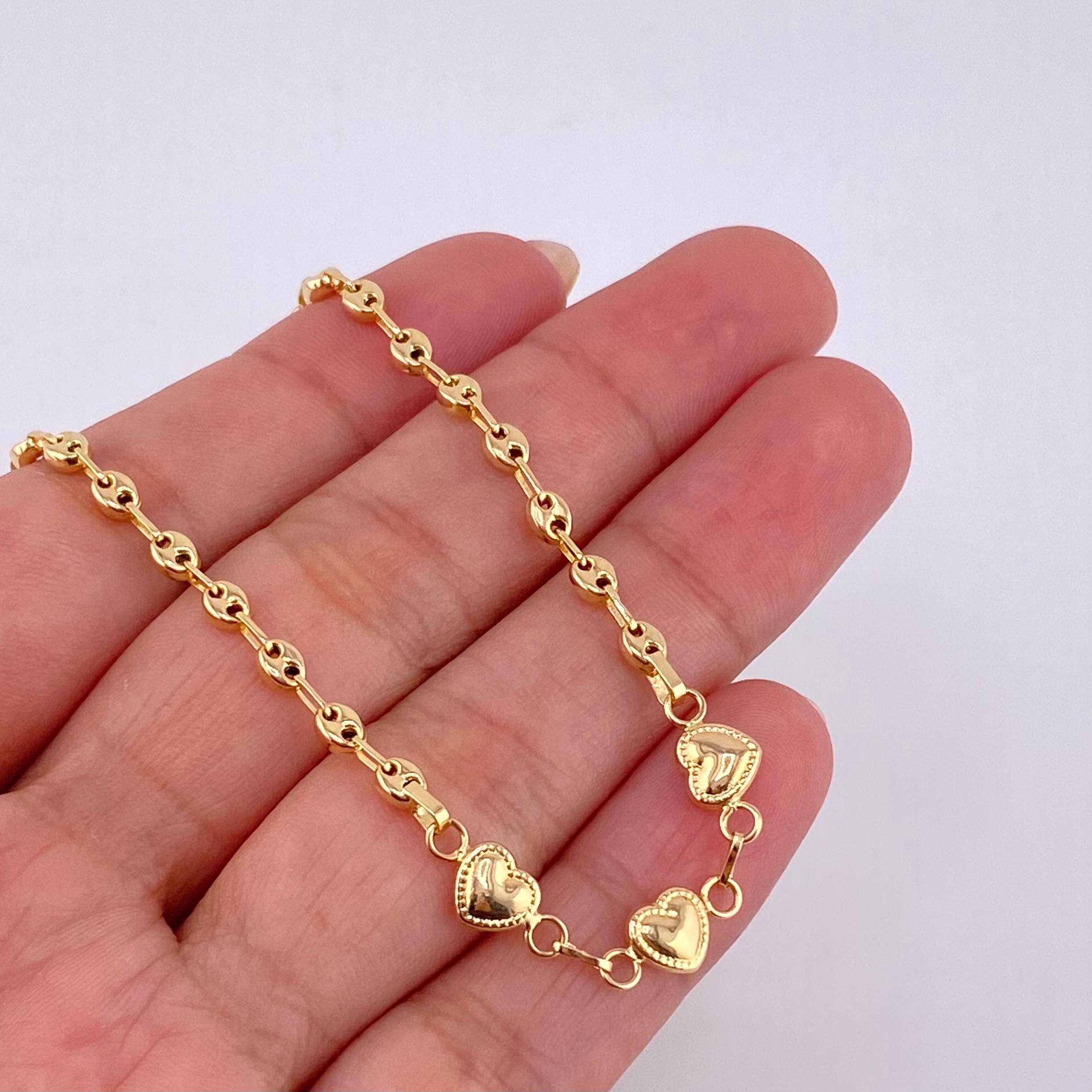 Pulso GC Trio de Corazones 2.2g / 18.6cm / 3.1mm Oro Amarillo 18K