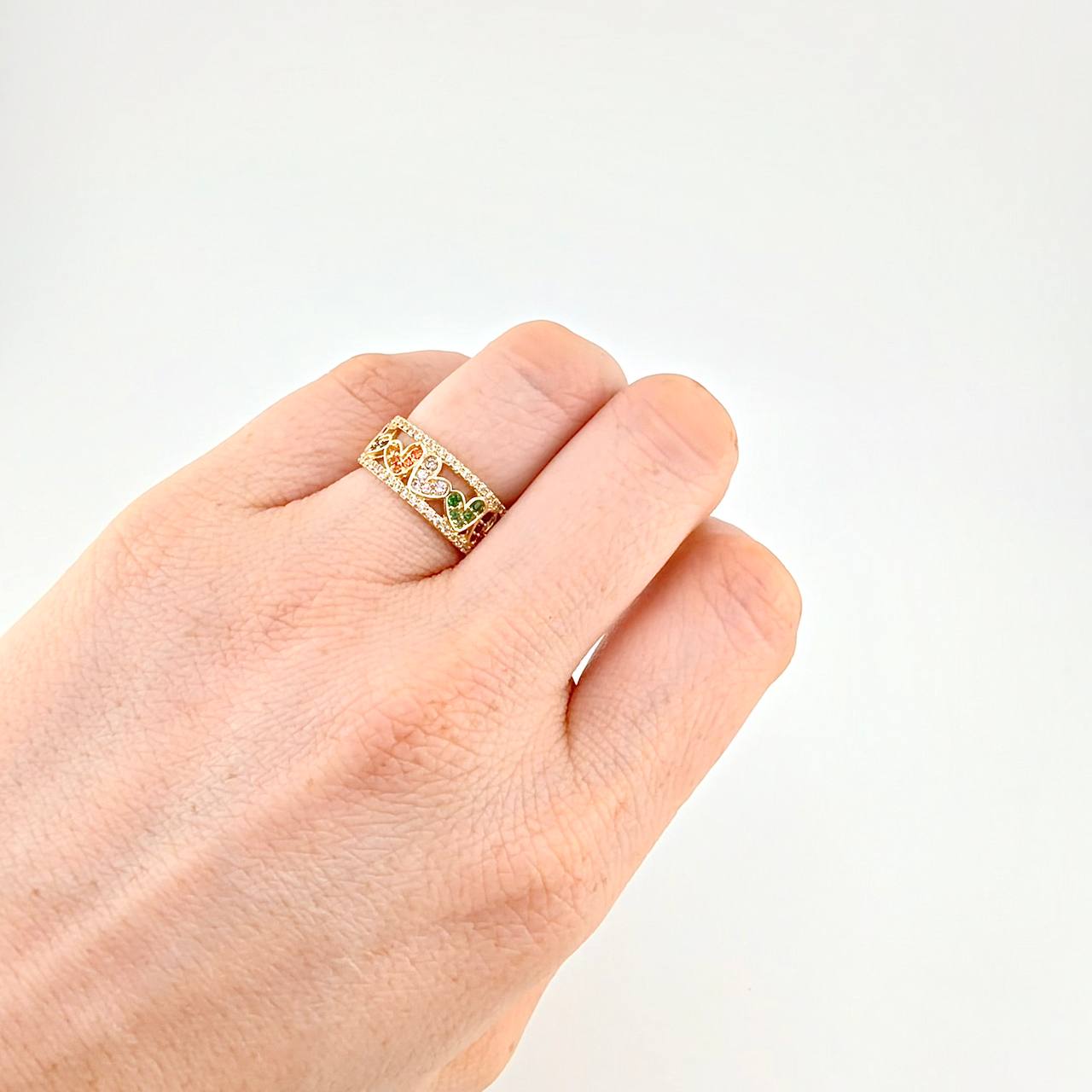 Anillo Carril Corazones 4.05 g / T5 1/4 Oro Amarillo 18K
