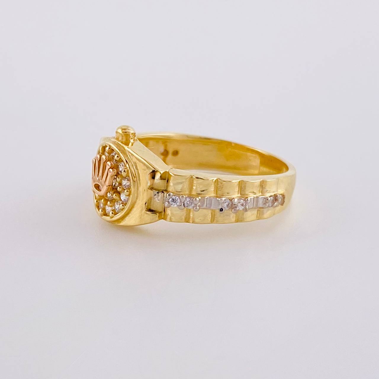 Anillo Correa corona 4.15g / T7 3/4 Tres Oros 18K