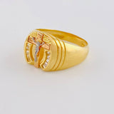 Anillo Cruz Cristo 6.25 g / T11 Dos Oros Amarillo Rosa 18K