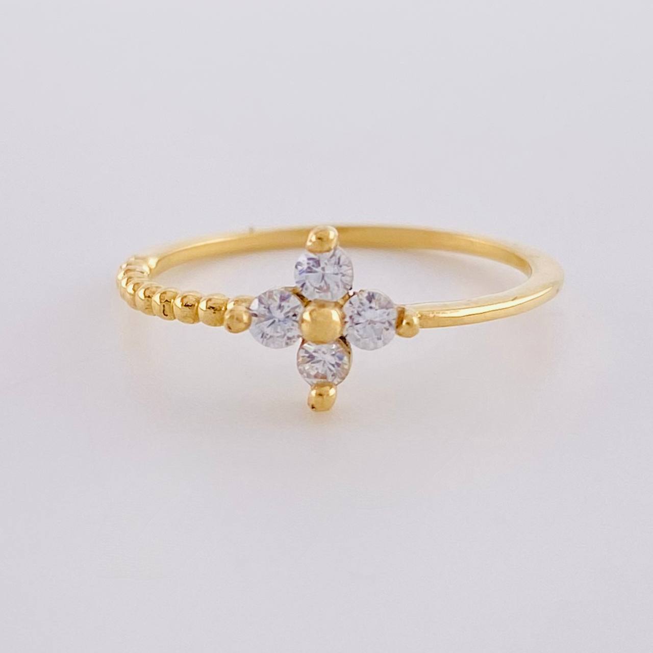 Anillo Flor Burbujas 1.2 g / T5 1/4 Oro Amarillo 18K