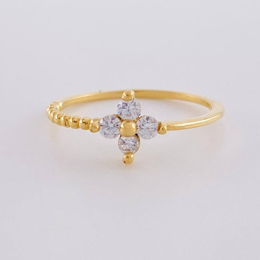 Anillo Flor Burbujas 1.2 g / T5 1/4 Oro Amarillo 18K