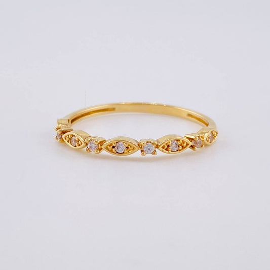 Anillo Linea De Ojos Con Chispas 1.35 g / T6 1/2 Oro Amarillo 18K