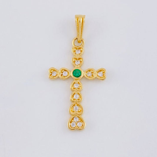 Dije Cruz Corazón 1.7 g / 3 cm Oro Amarillo 18K