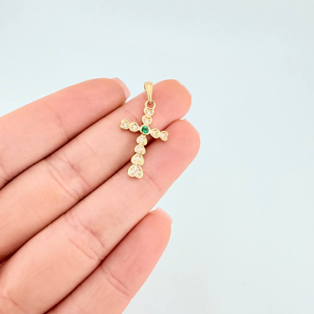 Dije Cruz Corazón 1.7 g / 3 cm Oro Amarillo 18K