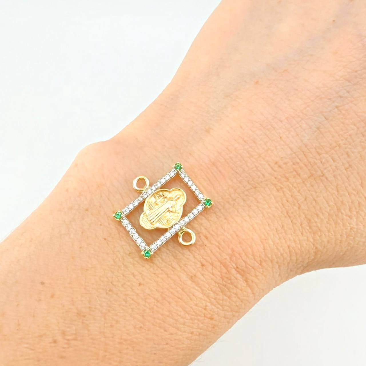 Herraje Marco San Benito 2.1 g / 1.8 cm Dos Oros Amarillo Blanco 18K