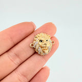 Herraje Rostro León 4.7 g / 2.3 cm Dos Oros Amarillo Blanco 18K