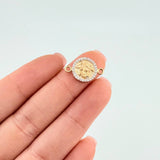 Herraje Medalla San Miguel 1.55 g / 1.9 cm Dos Oros Amarillo Blanco 18K