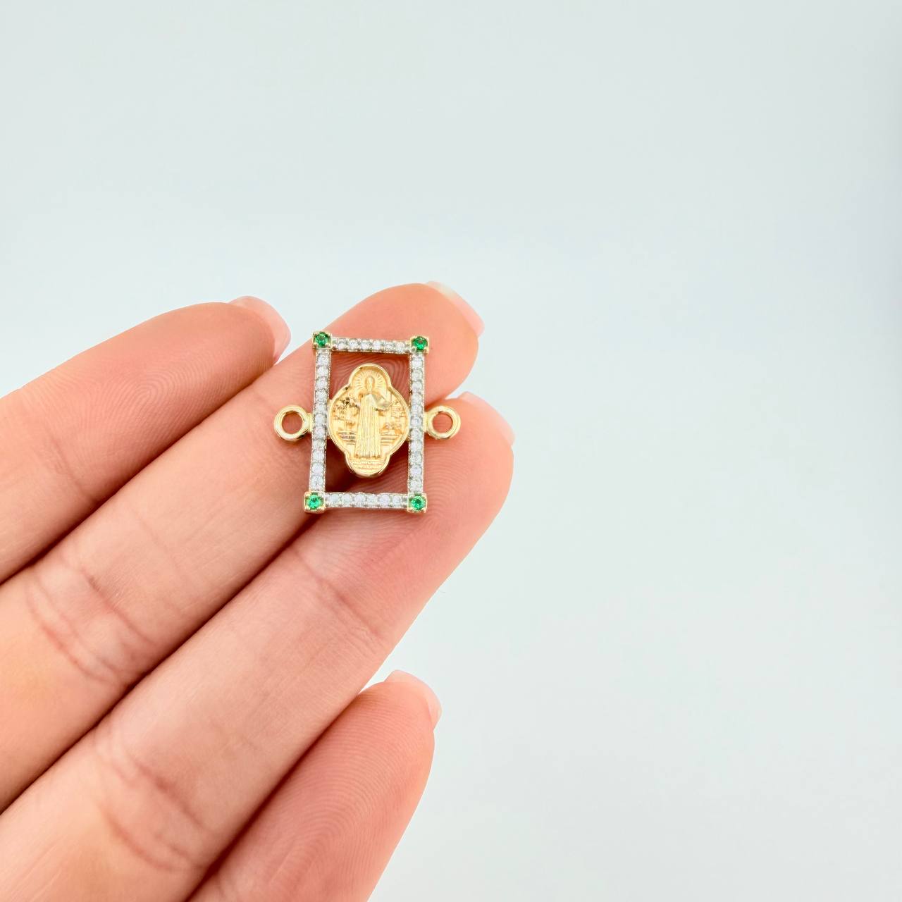 Herraje Marco San Benito 2.1 g / 1.8 cm Dos Oros Amarillo Blanco 18K