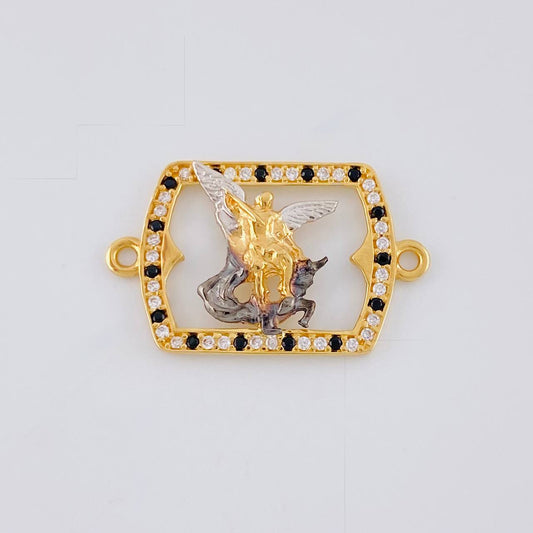 Herraje Marco San Miguel Arcangel 1.9 g / 2.5 cm Dos Oros Amarillo Blanco 18K