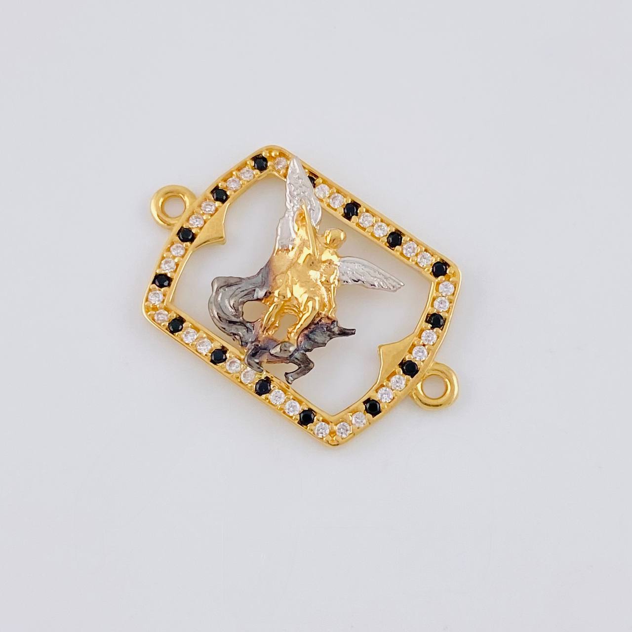 Herraje Marco San Miguel Arcangel 1.9 g / 2.5 cm Dos Oros Amarillo Blanco 18K
