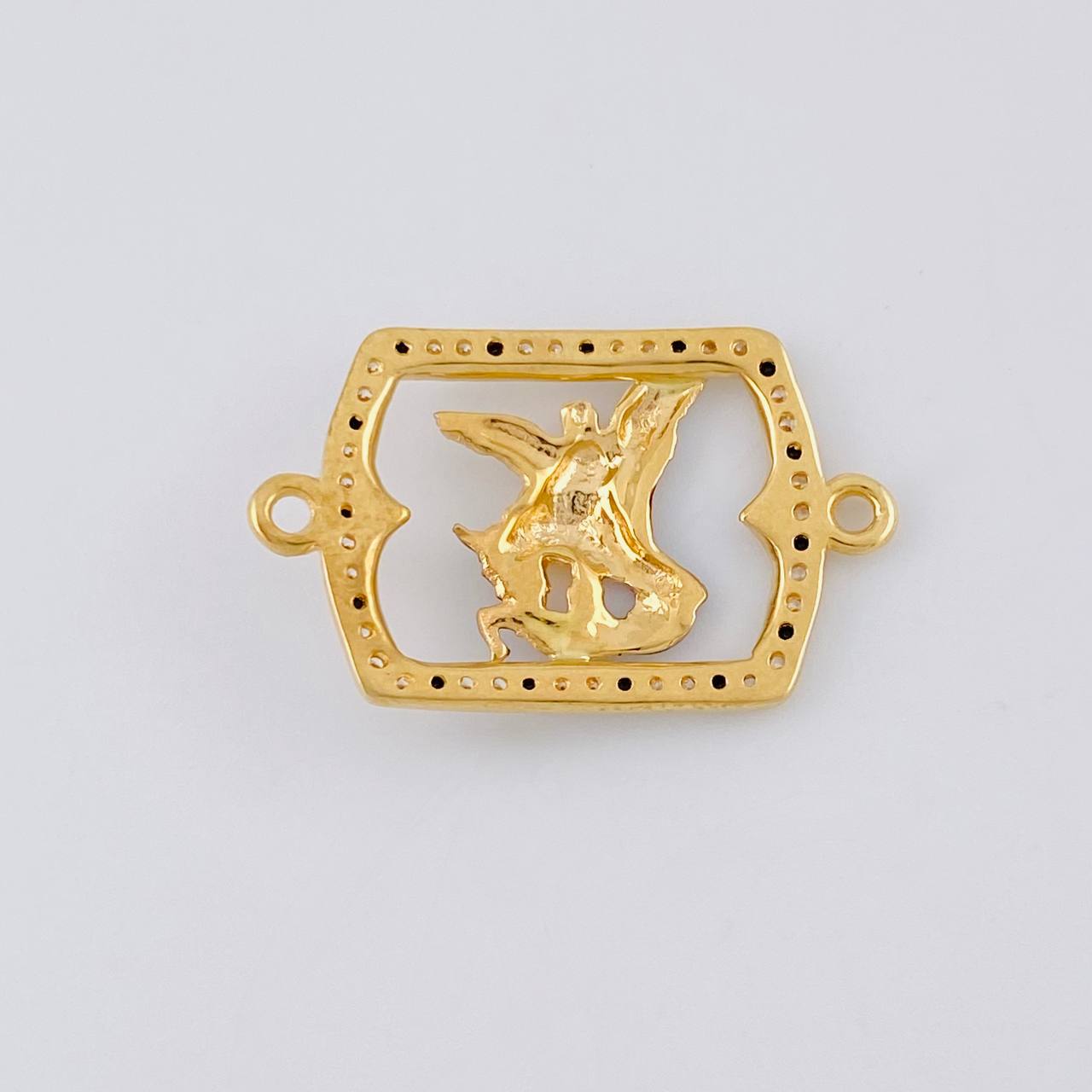 Herraje Marco San Miguel Arcangel 1.9 g / 2.5 cm Dos Oros Amarillo Blanco 18K