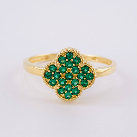 Anillo Trebol 3.1 g / T8 1/4 Oro Amarillo 18K