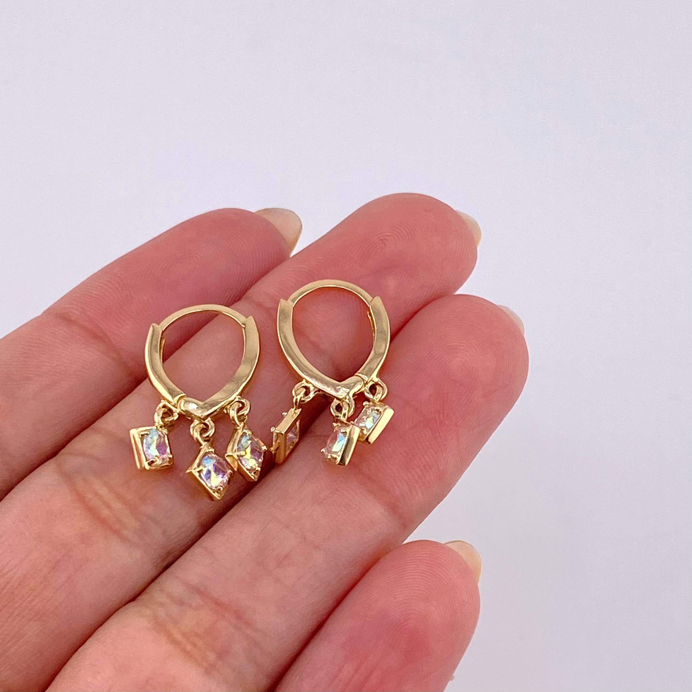 Candongas Rombos Colgantes 3.4 g / 2 cm Oro Amarillo 18K