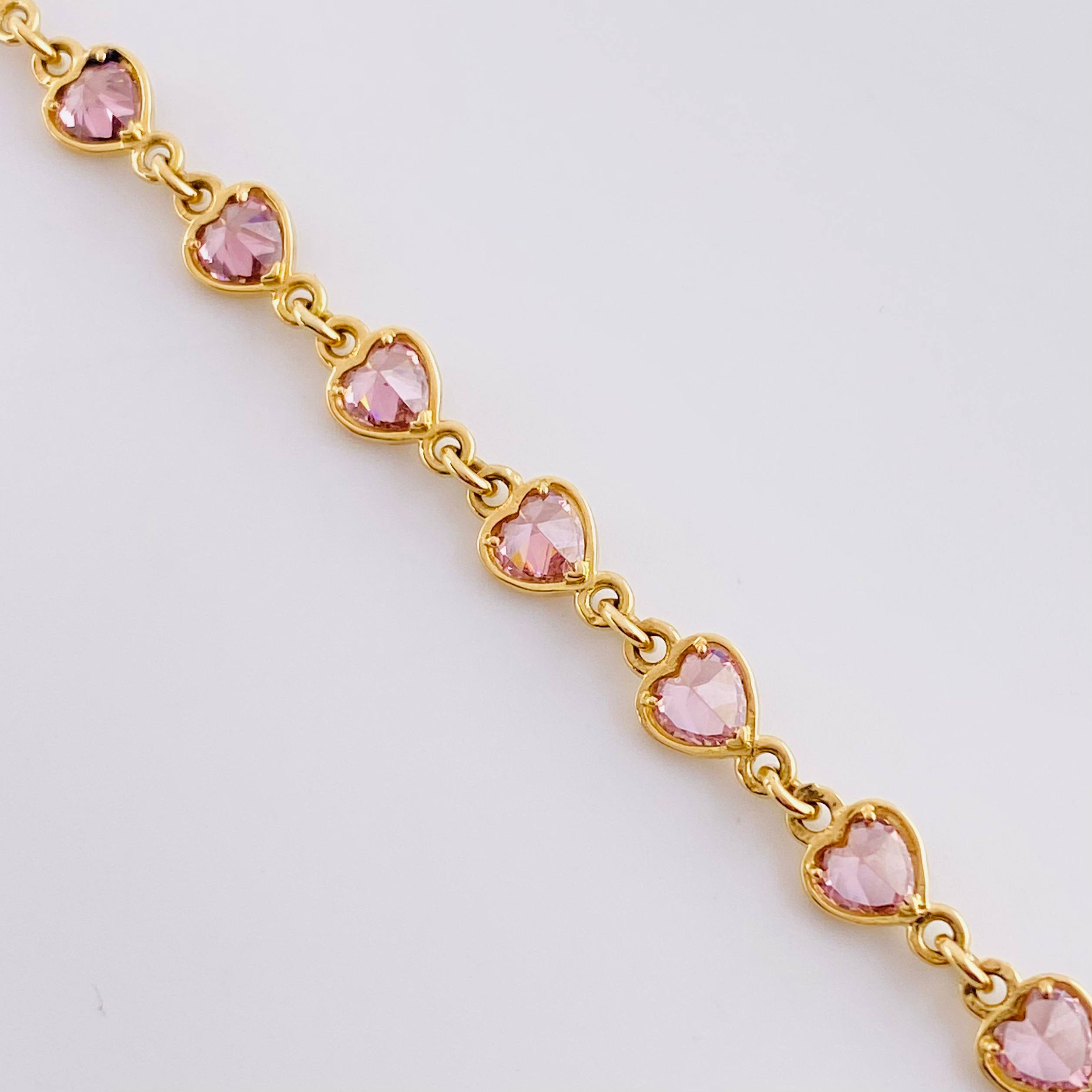 Pulso Secuencia De Corazones 6.3 g / 18.5 cm / 5.15 mm Oro Amarillo 18K