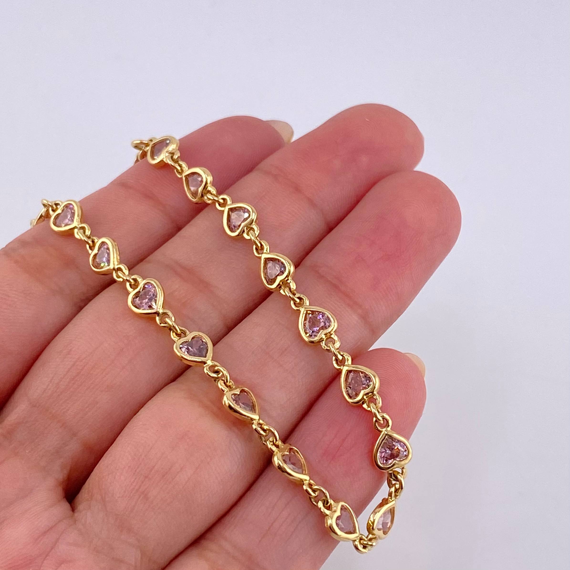 Pulso Secuencia De Corazones 6.3 g / 18.5 cm / 5.15 mm Oro Amarillo 18K