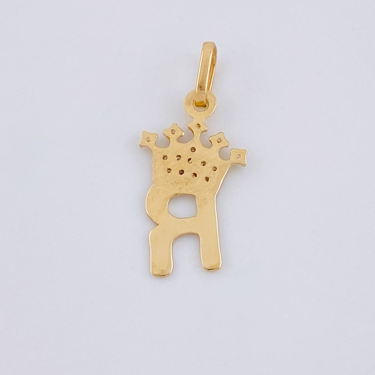 Dije Letra R Corona 0.85g / 2.2cm Oro Amarillo 18K