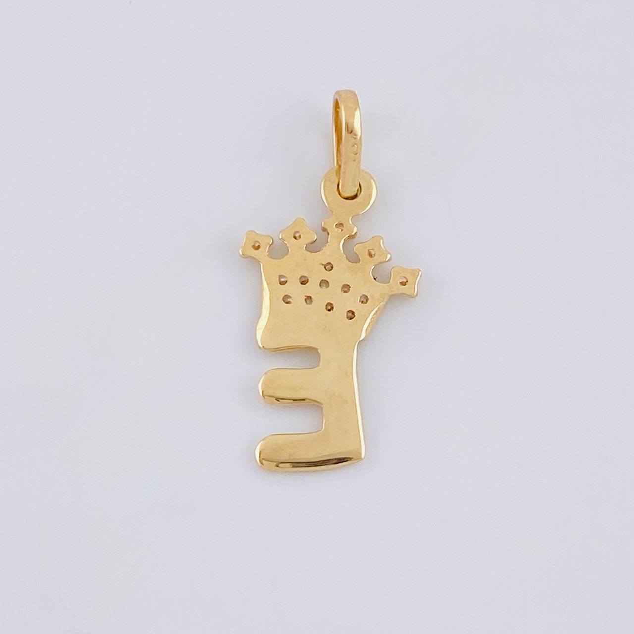 Dije Letra E Corona 0.75g / 2.2cm Oro Amarillo 18K